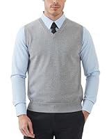 Kallspin Herren V-Ausschnitt Gestrickt Ärmellos Weste 100% Baumwolle Pullunder Relaxed Fit Pullover (Hellgrau, L)