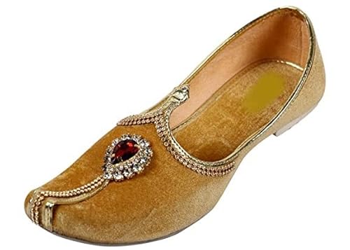 EthnicVibes - Zapatos punjabi indios tradicionales para hombre, color esmeralda, Dorado, 44.5 EU EthnicVibes - Zapatos punjabi indios tradicionales para hombre, color esmeralda, Dorado, 44.5 EU