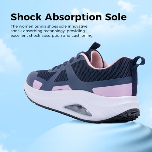 Womens Walking Shoes Orthotic Plantar Fasciitis Tennis Athletic Sneakers with Arch Support for Foot Pain Relief All Day Standing NavyPink US 94
