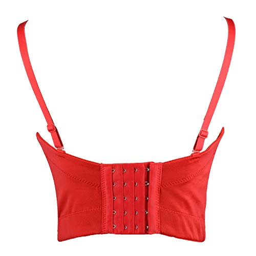 Ellacci Women's Sexy Cut Cross Strappy Gothic Bustier Tops Caged Cropped Top Red Large #TOP2