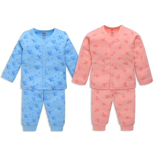 Image of LuvLap Baby Boys & Girls Full Sleeve100% Cotton Jhabla & Pyjama Sets Pack of 2