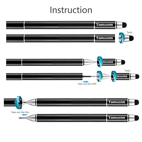 Fine Point Capacitive Stylus Pen for iPad, iPhone, Tablets,Cell Phones [ Fine Point & High Sensitivity Disc Tip Series ] with 2 Replaceable Disc Tips, - Thumbnail 6