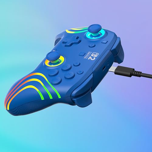 Turtle Beach Afterglow Wave Bleu Manette de gaming RGB sans fil Sous licence officielle pour Nintendo Switch 2