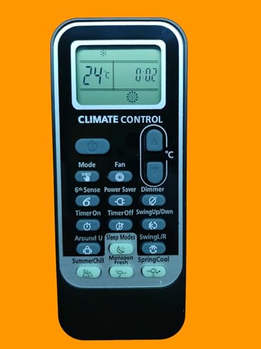 Image of Sanavya AC Remote Control - Compatible Replacement for Split & Window Air Conditioners - Replicates Genuine Remote Functions (Whirlpool Climate Control Black)
