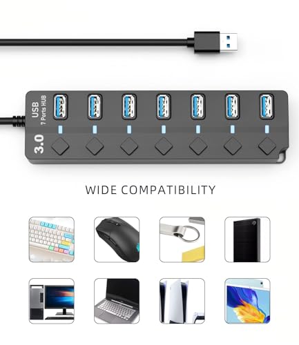 Image of zitronix PC Multiport Adapter with 7 USB Ports High Speed 3.0 USB Hub for Laptop