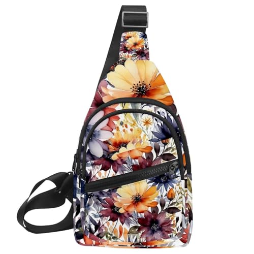 Mochila bandolera para hombre tipo mariconera cruzada con estampado floral y tamaño mediano
