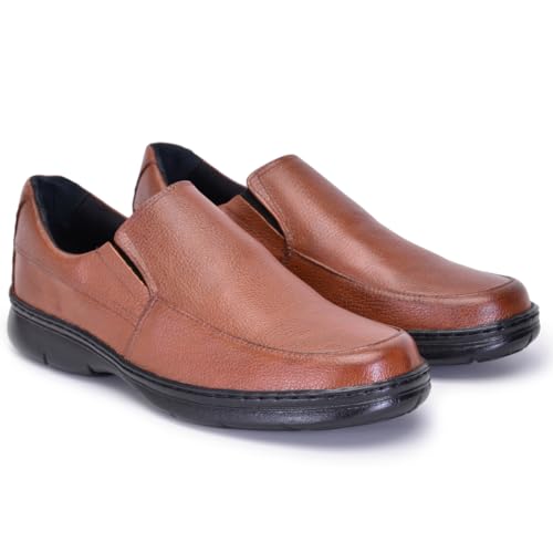 Sapato Masculino Social Conforto Com Elástico Couro Natural (Caramelo, BR, Adulto, Numérico, 43)