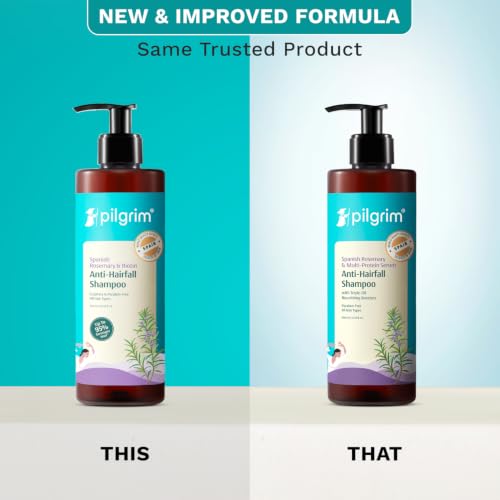 Image of Pilgrim Spanish Rosemary & Biotin Anti Hairfall Shampoo for Reducing Hair Loss & Breakage 400ml | Rosemary shampoo for hair growth | Upto 95% stronger hairs | For all hair types | For Men & Women
