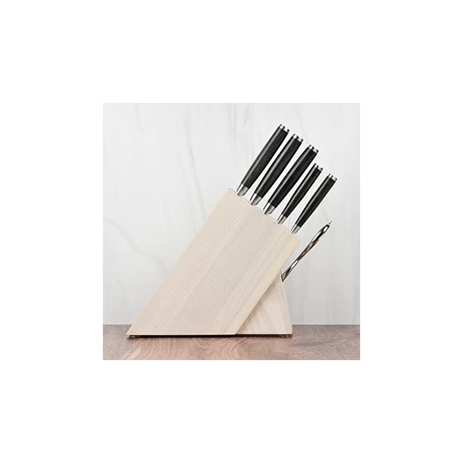 Yaxell Ketu SG2 Knife Set - Made in Japan - 7 Piece with Slim Gray Ash Block