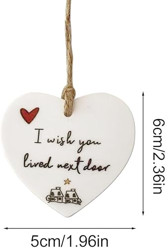 Miniatura 5 de Adorno colgante de corazón de Navidad, I Wish You Lived al lado, adorno acrílico para colgar en forma de corazón, adornos para árbol de Navidad,