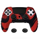 PlayVital Guardian Edition Anti-Slip Ergonomic Silicone Cover Case for ps5 Edge Controller, Soft Rubber Protector Skin for ps5 Edge Wireless Controller with Thumb Grip Caps -Red & Black