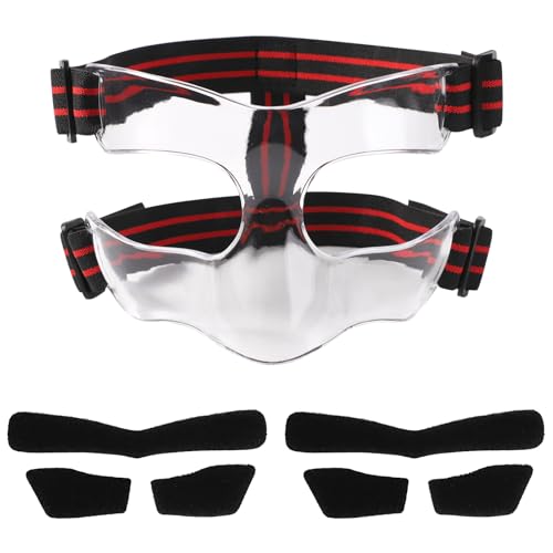 Broken Nose Face Guard, 5.9x3.74in Red & Black Sports Face Shield Nose Protector Nose Guard Face Mask with Padding Adjustable Face Shield for Basketball Soccer Baseball (Half Cover)