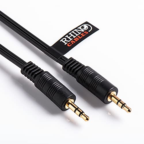 rhinocables Aux Cable 3.5mm Gold Audio Stereo Jack Cable, Male to Male for Car, Headphone, Earphones, Smartphone, Tablet, Headset, MP3, MP4, TV Speaker, Home Stereos, MP3, HiFi (15m)