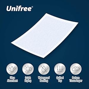 Unifree Disposable Underpads, Bed Pads, Incontinence Pad, Super Absorbent, 50 Count, Blue (XL 30×36 Inch)