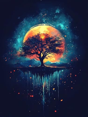 Pintura de diamante Luna contra el estrés con lienzo grande de 60x80cm