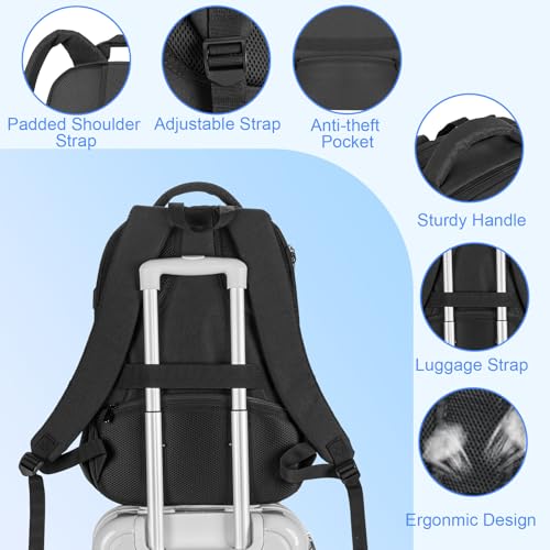 Image of ANILD Lunch Backpack, 17 Inch Laptop Backpack with Insulated Cooler Compartment for Men Women, Travel Work Computer Backpack