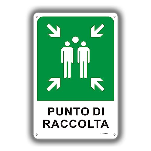 Cartello Punto di Raccolta, 30X20cm Cartello di emergenza e sicurezza in alluminio metallo