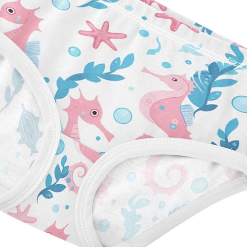 Wusikd Seahorses Fish Girls' Underwear Cotton Pink Blue Girls Briefs Soft Toddler Underwear 2T4