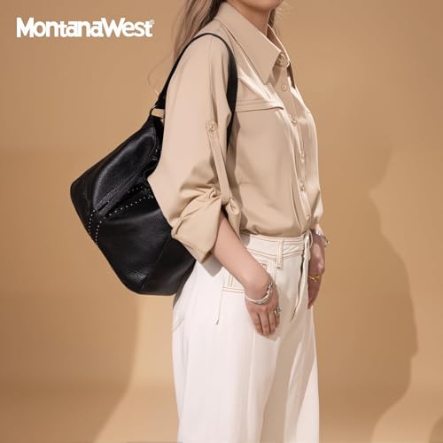 Montana West Torebka hobo dla kobiet, torebki, skórzana torebka crossbody, elegancka torba na ramię, Czarny