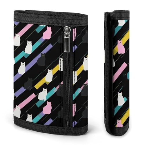 Rainbow Cute Cat Print Wallet for Men, 8 Credit Card Holder Slim Minimalist Front Pocket Small Mens Bifold Wallets2