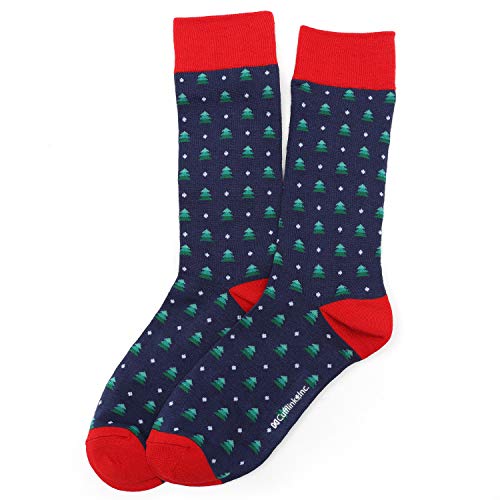Cufflinks Inc. Men’s Blue and Red Christmas Tree Dress Socks, One size fits most (up to men's size 12)2