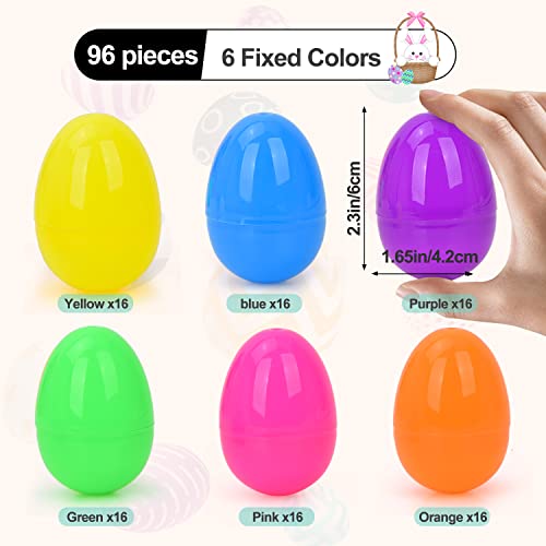 Sotodik 96 Pieces Plastic Easter Eggs 2.36" Empty Easter Eggs Bulk Fillable Easter Basket Stuffers For Easter Egg Hunt Surprise Egg Easter Theme Party Favor #TOP1
