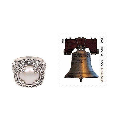 Novica Square Silver White Cultured Mabe Pearl .925 Silver Cocktail Ring, White Lunar' #TOP2