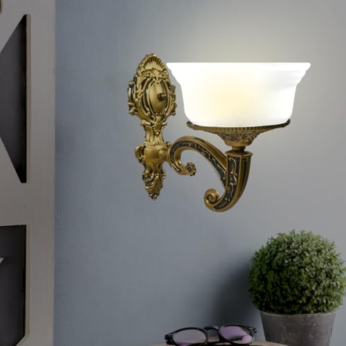 Image of WHITERAY Golden Antique Designer Imported Wall Light Wall lamp for Bedroom, Living Room,Kitchen, Bars, malls, Besides The Bed, Balcony Home Decoration (1112 (Single) with Bulb)