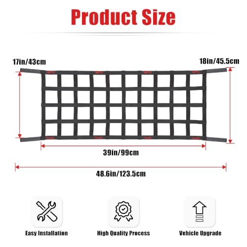 Goldfire Universal UTV Window Net Wrangler Mesh Roof Top Net Protective Cargo Net Trunk Net Rear Windshield Rear Race Net Fits for TJ JK JL 2/4 Door UTV RZR Accessories by Goldfire - Used condition - Image 2