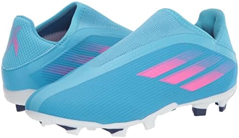 adidas X Speedflow.3 Laceless Firm Ground Soccer Shoe, Sky Rush/Team Shock Pink/White, 6 US Unisex Big Kid | Image 6