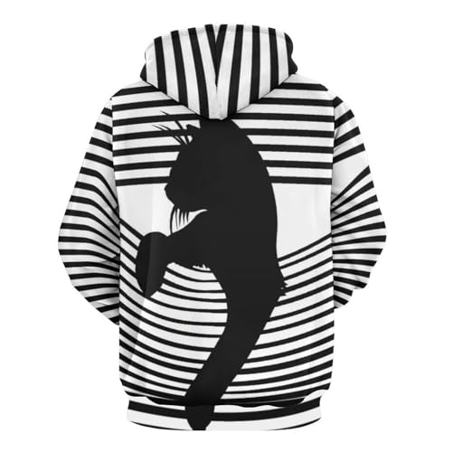 Hoodie Chat Noir De Poche UMENG avec capuche et manche longue, pull noir unisexe S - 3