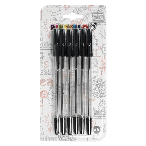 Pack 6 Bolígrafos Tinta de Bola Color Negro | Escritura Suave y Precisa | Ideal para Estudiantes, Profesores y Profesionales