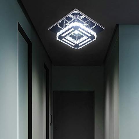 FRIXCHUR Modern Crystal Ceiling Lighting Mini Square Acrylic Chandelier Contemporary Luxury Semi Flush Mount LED Ceiling Light Fixture for Bedroom Dining Room Kitchen Hallway Entry Foyer Cover