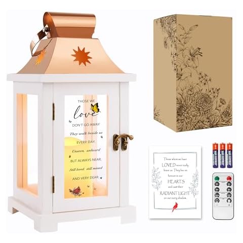 WOODEXPE Sympathy Gift Memorial Lantern with Flickering LED Candle and Remote Control (Those We Love) Cover