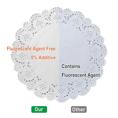 Deckchen Spitzenpapier 140 Stück Rund Tortenspitze Papier Spitzendeckchen Spitze Papierdeckchen Tassenuntersetzer Kuchen Verpackung Pad für Hochzeiten Geburtstagsfeier Geschirrdekoration16.5x16.5 cm