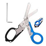 Raptor Response Forbici di emergenza, pinze pieghevoli in acciaio inox con 6 funzioni, forbici di salvataggio multitool per uso professionale nel servizio di soccorso (blu nero)