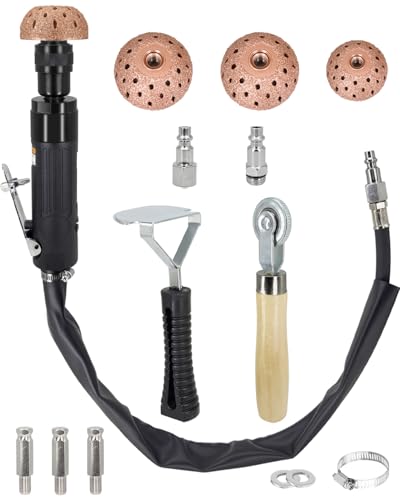 Image of Tire Repair Kit with 2500RPM Low-Speed Air Grinder & Tungsten Buffer - Complete Polish Patch Tools for Car, ATV, Truck Tires (Scraping Roller Included)