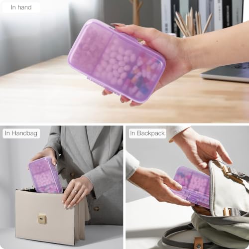 Image of FYY Travel Pill Organizer, Large Weekly Medicine Pill Organizer-Purple