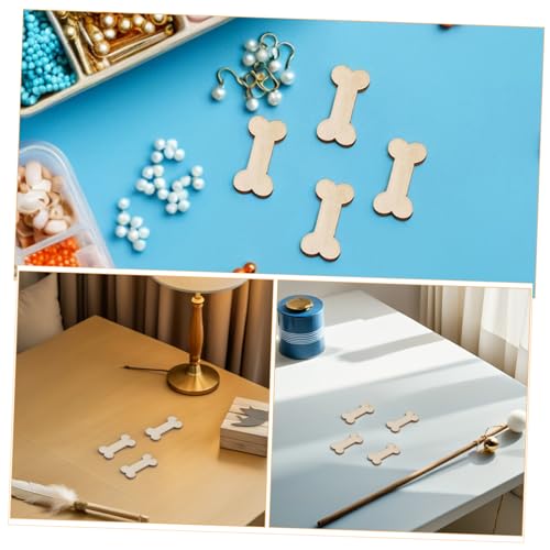 SHINEOFI 100 Stück Hundeknochen Dekoratives Holzstück Hundeknochen Zum Malen Unvollendetes Holzhandwerk Holzausschnitte Für Handwerk Schlichte Holzornamente Zum Basteln Khaki Buchsbaum