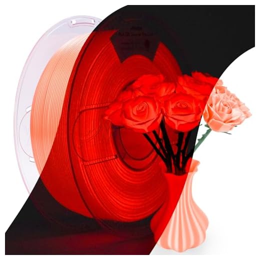 AMOLEN Glow in the Dark PLA Filament，Shiny Silk & Glow 3D Printer Filament PLA Glow Filament 1.75mm Orange-Red, Best with UV Lamps, Dimensional Accuracy +/- 0.02 mm 1KG(2.2lb)