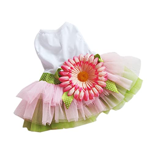 POPETPOP Saia Fofa Vestido De Cachorro Roupas De Verão Para Animais De Estimação Pano De Sol Flor De