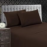 Elegant Comfort 1500 Thread Count Luxury Egyptian Quality Wrinkle and Fade Resistant 4-Piece Sheet Set, Queen, Chocolate Brown