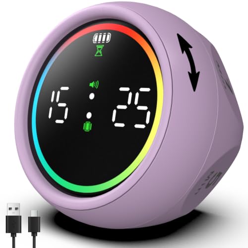 Image of Pomodoro Timer Cube, Productivity Timer for Kids with 1, 5, 10 Min Preset Countdown, Stopwatch and Custom Countdown, for ADHD, Study, Work, Fitness, Cooking (Purple)
