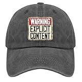 Warning Explicit Content Hat Funny Hats for Mens Women Pigment Black Birthday Hat Outdoor Hats Outdoor Hats Baseball Hats Fishing Hat