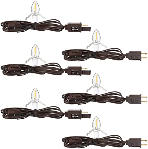 6 Pack Accessory Cord With One Led Light Bulb, 6 Ft Christmas Village Single Light Bulb Cord With On/Off Switch Plugs Lamp Cord Replacement For Village House Craft Decorations() #TOP15
