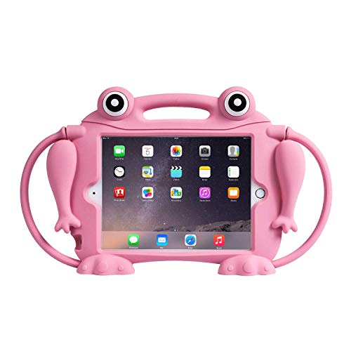 CHIN FAI Funda para nios para iPad Mini 1 2 3 4 5 [Rana reventadora] Funda Protectora de Silicona a Prueba de Golpes Soporte para Apple 5th Generation y iPad Mini con Pantalla Retina(Rosado)
