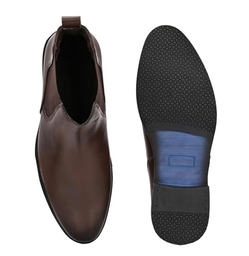 Image of AFROJACK Men's Genuine Leather Chelsea Boots | Stylish & Comfortable Ankle Boots (rd9938)