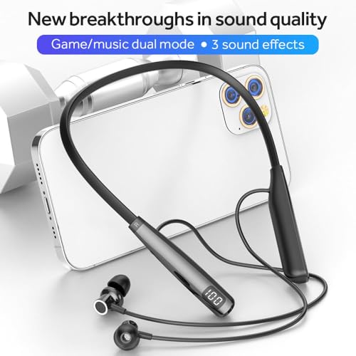 Fone de ouvido sem fio display led fones de ouvido gancho bt5.3 neckband fones esporte com cancelame