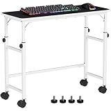 Snughome Mobile Keyboard Tray with Mouse Pad, Height Adjustment 21.6'-31.1', Keyboard Standing Desk, Rolling Under-Desk Extender with Lockable Casters, Desk Accessories for Home Office, White