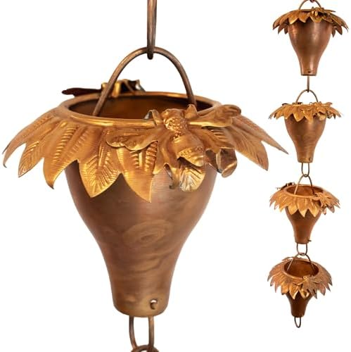 Nutshell Stores Sunflower Copper Rain Chain - Copper - 8 Feet